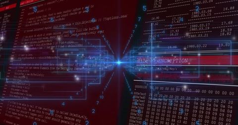 Abstract Cybersecurity Interface with Data Flow Visualization