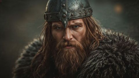 Viking warrior intensity: a daring portrait of medieval strength