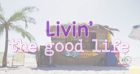Livin' the Good Life Beach Theme Sunlit Surf Hut - Download Free Stock Images Pikwizard.com