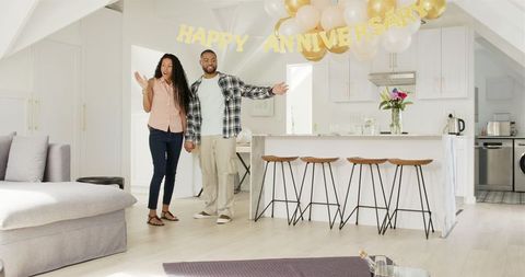 Couple Celebrating Romantic Private Anniversary at Home