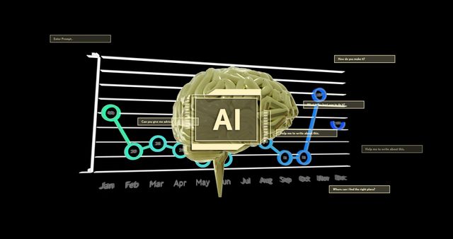 Futuristic AI Concept with Brain and Data Processing Charts - Download Free Stock Images Pikwizard.com