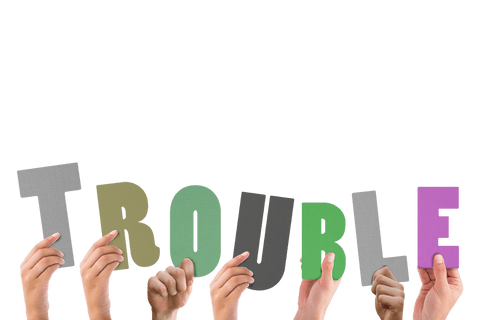 Hands Holding Transparent Colorful Letters Forming Trouble - Download Free Stock Videos Pikwizard.com