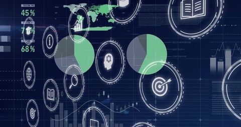 Futuristic Data Analytics Dashboard with Visual Interfaces
