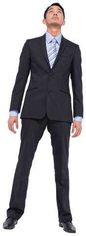 Caucasian Businessman in Suit Looking Up Transparent Background