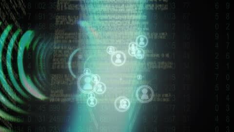 Digital Profile Icons Over Data Processing Backdrop