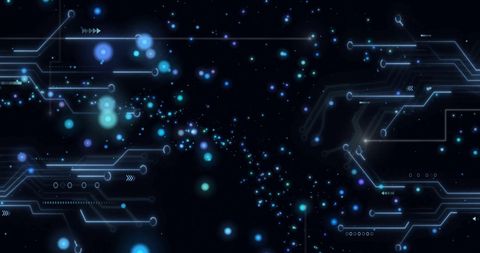 futuristic digital circuit design glowing against night backdrop - Download Free Stock Images Pikwizard.com