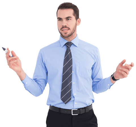 confident businessman holding marker transparent background - Download Free Stock Videos Pikwizard.com