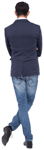 Transparent Back View of Man in Casual Business Attire