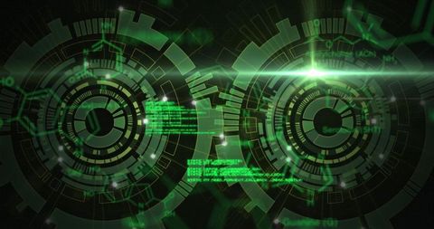 Futuristic Digital Interface with Glowing Green Graphics - Download Free Stock Images Pikwizard.com