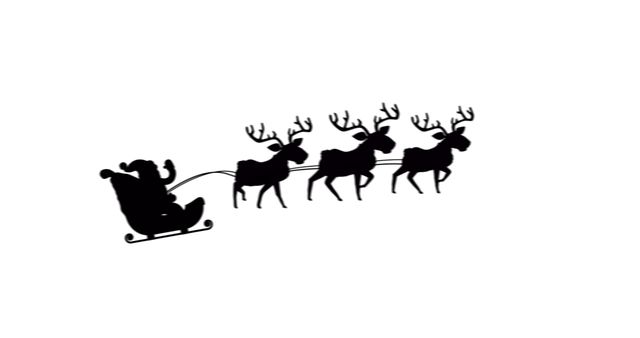 Santa Claus Silhouette in Sleigh with Reindeer on White Background - Download Free Stock Images Pikwizard.com