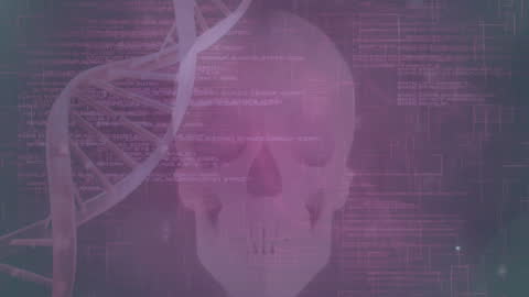 Conceptual Digital Skull and DNA Sequence Overlay