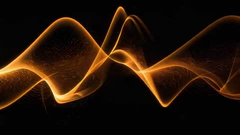 Undulating Golden Ribbon Motion Loop forming Luminous Wave Peaks and Glowing Filaments