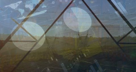 Complex Financial Data with Energy Infrastructure at Sunset