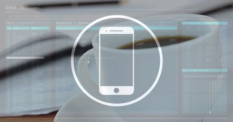 Futuristic technology concept with smartphone icon and data