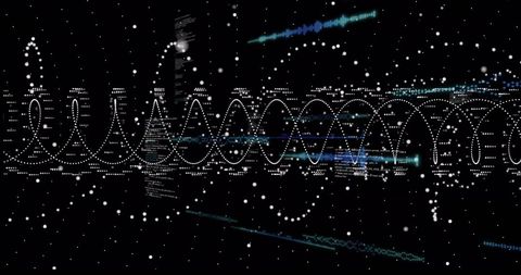 Digital Data Streams Over Black Background Representing Global Connections