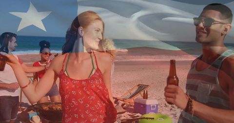 Vibrant Beach Party Celebration with Music and Drinks