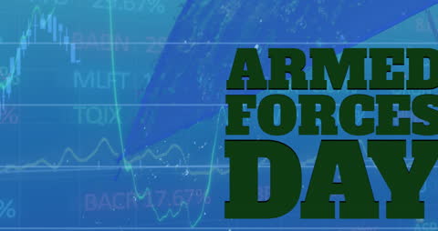 Armed Forces Day Text Overlaid on Stock Market Data Visual