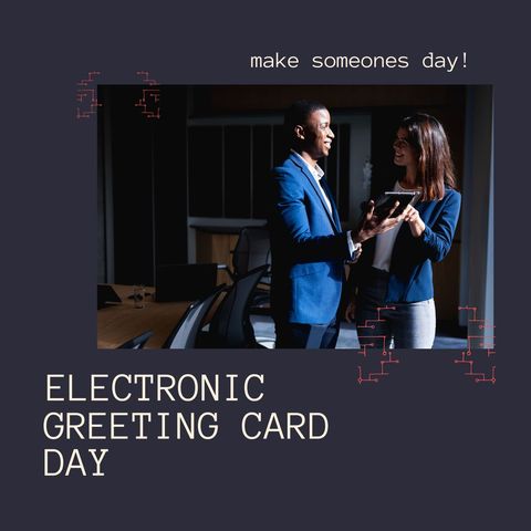 Celebrating Electronic Greeting Card Day with Joyful Coworkers - Download Free Stock Templates Pikwizard.com