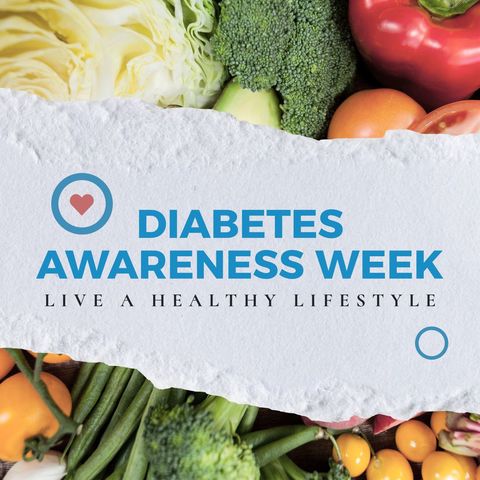 Diabetes Awareness Week with Fresh Vegetables Background