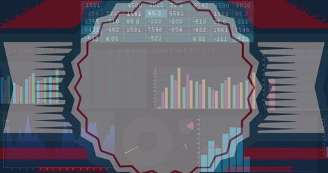 Abstract american flag with business data visualizations