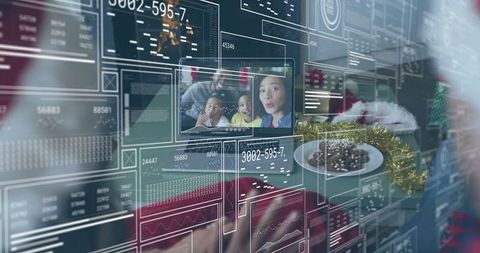 Santa using holographic display for festive family call