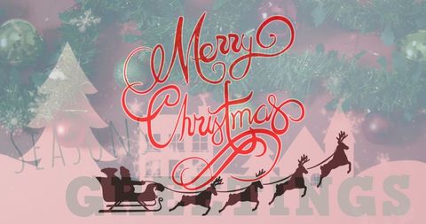 Festive Christmas Greeting with Santa Silhouette and Decorations - Download Free Stock Images Pikwizard.com