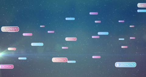 Floating Digital Tags on Starry Gradient Background