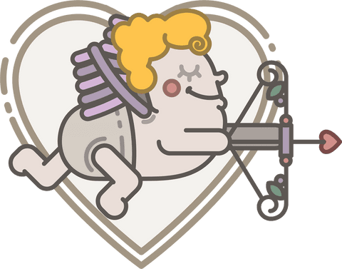 whimsical cupid illustration with heart on transparent background - Download Free Stock Videos Pikwizard.com
