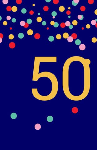 golden number 50 amidst vibrant confetti celebration - Download Free Stock Templates Pikwizard.com