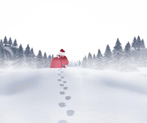 transparent santa winter scene with snowy footprints and gifts - Download Free Stock Videos Pikwizard.com