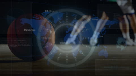 Basketball Blending with Data and Technology Concept