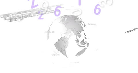 Virtual Globe with Data and Numbers Overlay Visual against White