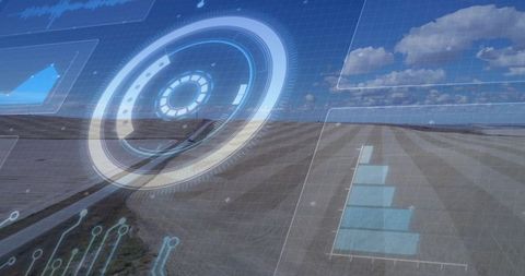 Overlaying HUD Visualization Mapping Farmland from Drone Aerial View for Precision Agriculture