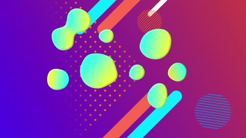 Vibrant Abstract Animation with Dynamic Shapes on Blue Background