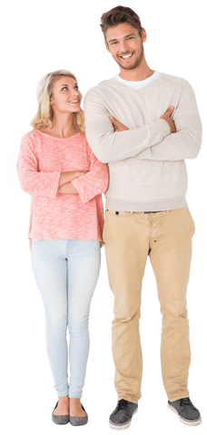 Transparent Attractive Couple Smiling with Arms Crossed