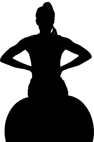 Woman exercising with fitness ball silhouette transparent background