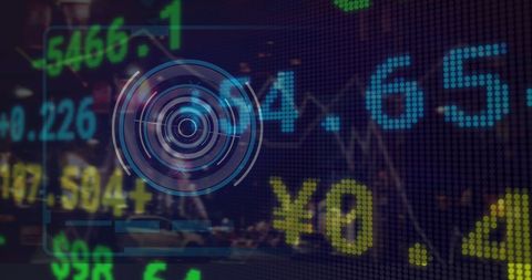 Dynamic financial data amidst digital interface circle