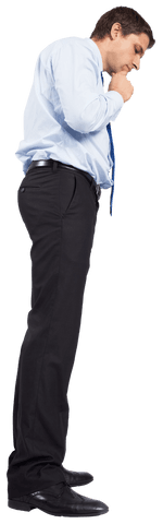 Pensive Businessman Looking Down Transparent Background