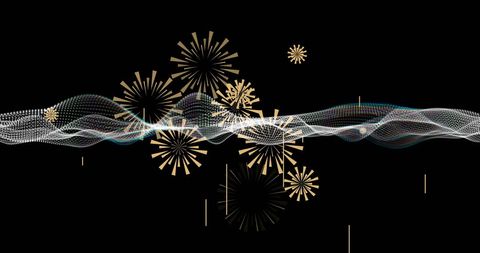 Abstract Fireworks and Neon Mesh on Black Background - Download Free Stock Images Pikwizard.com