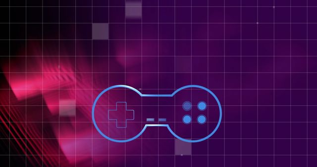 Retro Game Controller Icon on Futuristic Grid Background - Download Free Stock Images Pikwizard.com