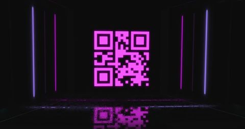 Neon QR Code with Reflective Pink and Blue Glow - Download Free Stock Images Pikwizard.com