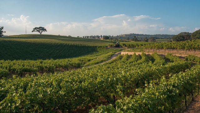 Idyllic Vineyard with Tractor in Picturesque Countryside