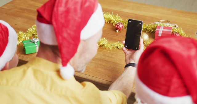 Family Video Call During Christmas, Wearing Santa Hats - Download Free Stock Images Pikwizard.com