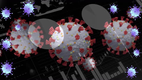 Animated Virus Cells Overlaid on Data Analysis Graphics
