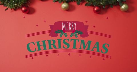 Festive Merry Christmas Text with Seasonal Decorations