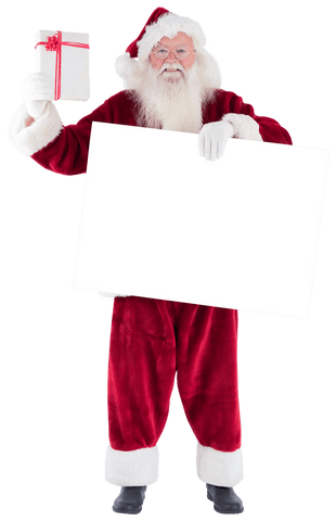 transparent santa claus holding gift and blank signboard - Download Free Stock Videos Pikwizard.com