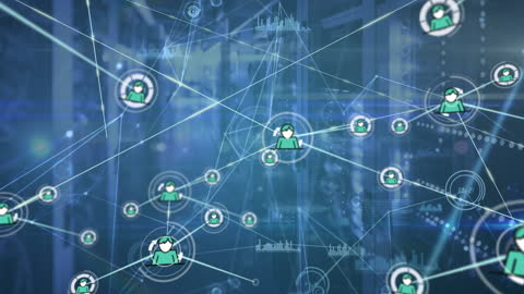 Network Connections and Digital Data Flow in Server Room