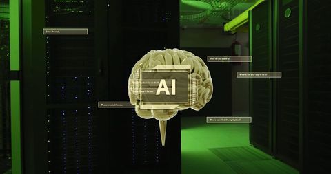 Artificial Intelligence Brain Integrating with Data Servers - Download Free Stock Images Pikwizard.com