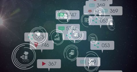 digital interface with social media and data processing symbols - Download Free Stock Images Pikwizard.com