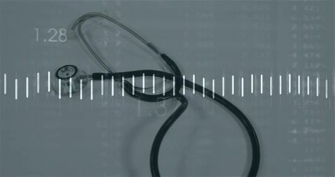 Stethoscope with Digital Waveform Overlay Representing Medical Technology